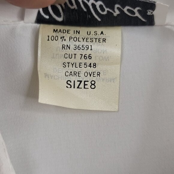VTG Gailord White Sz 8 Lg-Slve Blouse Placket Button Front Smocked Hem *callout - Picture 6 of 12